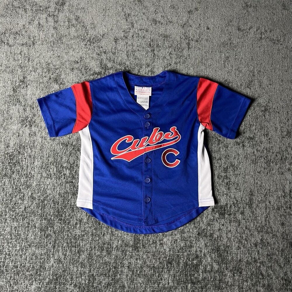True Fan Chicago Cubs Baseball Jersey 3T Blue Red Toddler Embroidered Gameday M